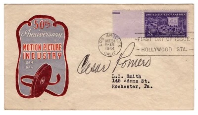 #926 Motion Pictures 50th Anniversary 1944 FDC - Ioor Autographed Cesar Romero - Image 1 of 2