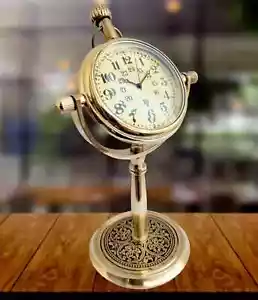 Marítimo Brillante Latón Mesa Escritorio Estante Reloj Náutico Soporte Marino Escritorio Regalo - Imagen 1 de 4
