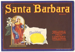 *Original* SANTA BARBARA Heiliger Helfer Zitronenkiste Etikett KEINE KOPIE!! - Bild 1 von 1