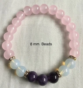 Rose Quartz, Amethyst, Moonstone Stretch Bracelet. New. uk - Picture 1 of 5