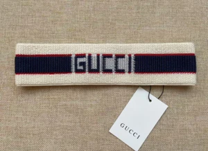 GUCCI Elastic Headband Red And Navy Stripe Unisex - Picture 1 of 2