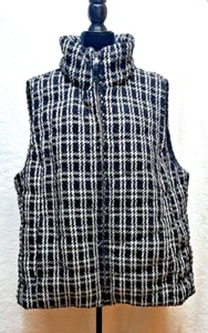 Talbots Womens Down Filled Check Thick Vest Zip Front w Pockets Plus Sz 22-24 3X - Picture 1 of 15