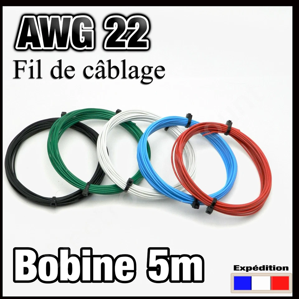 awg22 Electronic Model Making Wiring Wire Coil 5m, Red, Black, Blue, Green  - Image 1 of 1