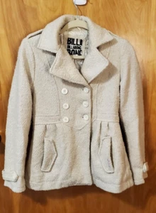 Billabong Wollmantel beige Erbsen Damen Größe M weiß gefüttert - süß - Bild 1 von 14
