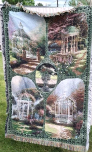 Thomas Kincaid tiro jardines afganos cuatro escenas gazebo 44" X 62" usado  - Imagen 1 de 17