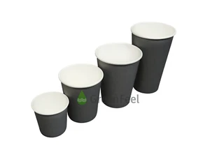 8oz 12oz Coffee Party PAPER CUPS GREY Disposable LIDS Cold Hot Drinks Birthday - Picture 1 of 18