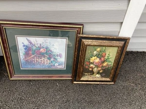 Home Interiors Basket of Flowers 17.5"x15.5" Picture Homco + Flower Painting - Picture 1 of 7