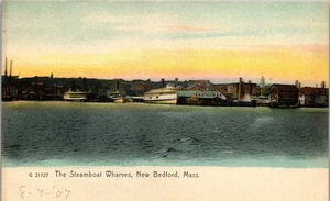 Vintage MA Postcard Steamer Steamboat Wharf New Bedford Rotograph c1906 - Picture 1 of 3