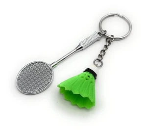 Badminton Federball Schlüsselanhänger Anhänger aus Metall Grün - Bild 1 von 4