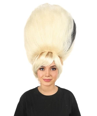 Peluca de colmena alta de vanguardia para mujer, rubia platino con rayas negras peluca Foto 1 de 4