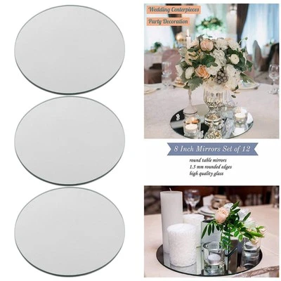 Set of 3 Round Mirror Plate Candle Plate Organizer Silver for Wedding Table - Image 1 of 4