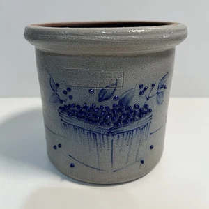 Salmon Falls Stoneware Pottery Salt Glaze Blueberry Basket Crock 4 3/4" Vintage - Picture 1 of 7