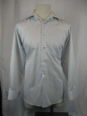 Camisa de vestir para hombre Lucasini poli azul a cuadros LS puño francés talla 16-32/33 Foto 1 de 4