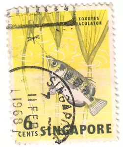 Singapore - 1962 - Animals and Flowers - Toxotes jaculatrix - 6C - #01 - Picture 1 of 1