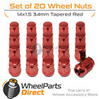 Red Wheel Nuts (20) 14x1.5 Tapered 34mm For Ford S-Max [Mk3] 15-20