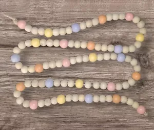 Shabby Natural wood & Pastel 64" long beaded Garland Easter Spring Decor - Picture 1 of 2