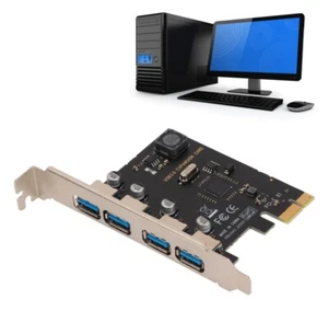 4 Port USB 3.0 PCI-E Card USB3.0 Hub Controller PCI Express Adapter 5Gbps Card - Picture 1 of 8