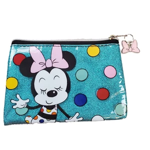 Disney Baby Minnie Zip-Up Bag Girl's 8" Blue Glitter Look Make-Up Collectible - Picture 1 of 4