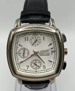 Orologio Ecclissi Vintage Argento Sterling Cronografo Unisex Cinturino Pelle Nero - Foto 1 di 10