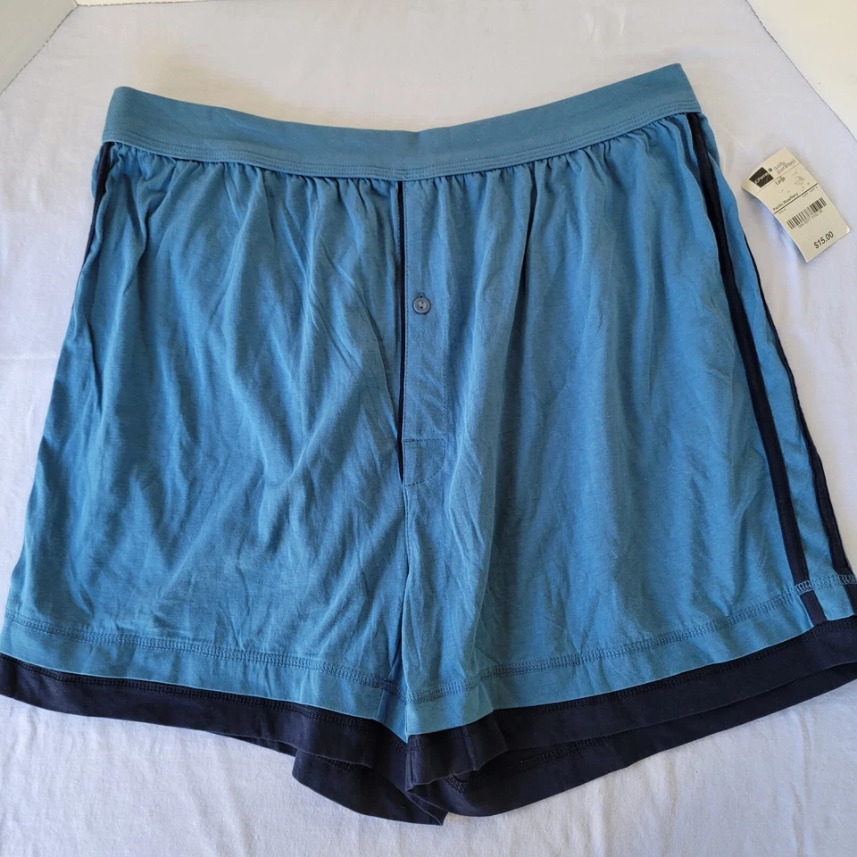 P. J. Pant Shorts 100% Cotton Lounge Short Stafford Blue With Stripes Size Large - Image 1 of 4