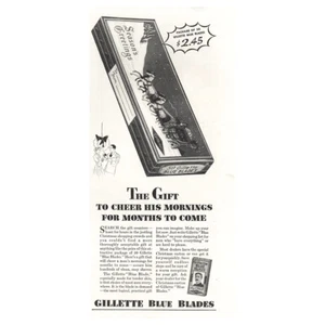1935 Gillette Blue Blades: Cheer His Mornings Vintage Print Ad - Picture 1 of 1