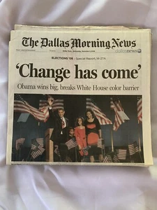 Vtg Dallas newspaper 11/5/08 Obama - Picture 1 of 2