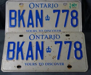 Ontario Licence Plate BKAN 778 - Picture 1 of 2