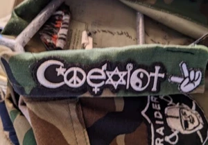 Coexist Patch Graphic Design Image Love Peace Hippy Embroidered Iron On 1x4" - Picture 1 of 4