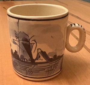 Vintage 3 Inch Demitasse Delft Blue Espresso Cup w/ Windmill - Holland TF - Picture 1 of 6