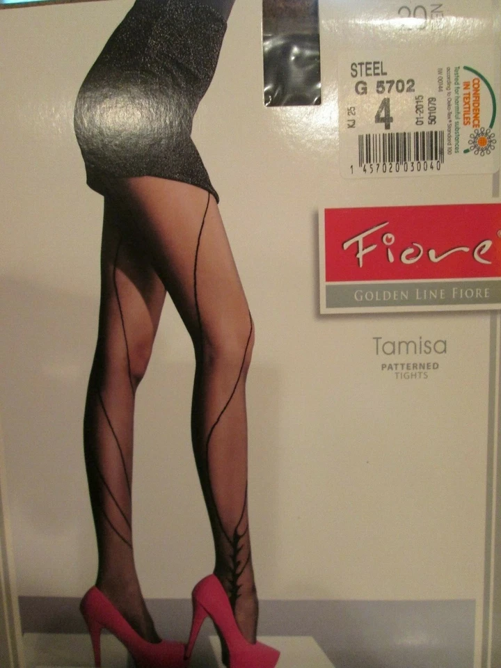 FIORE TAMISA CON PATRÓN DE DISEÑO PIERNA 20 DENIER PANTIMEDIAS MEDIAS 3 TALLAS ACERO Foto 1 de 4