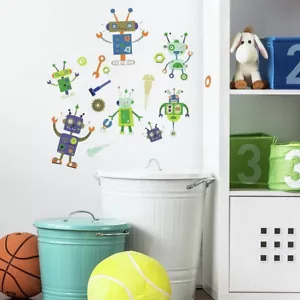 Bot Droid Robots Peel Stick Wall Decals Android Machine Stickers Kids Room Decor - Picture 1 of 4