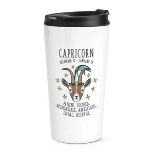 Capricorn Horoscope Travel Mug Cup Horoscope Star Sign Astrology Zodiac - Picture 1 of 1