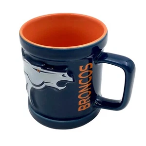 Denver Broncos NFL Football 3D Raised Horse Emblem Blue Orange Coffee Cup Mug - Picture 1 of 8