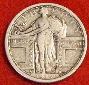 1917-P T1 Standing Liberty Quarter 90% Silver Coin Circulated SL262 - Picture 1 of 2