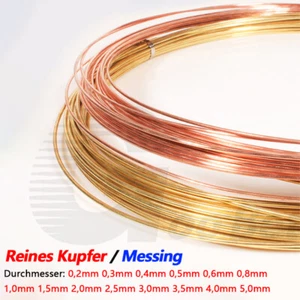 Kupferdraht Messingdraht blank Rund Draht Ø 0,2mm - 5mm Basteldraht Schmuckdraht - Picture 1 of 12