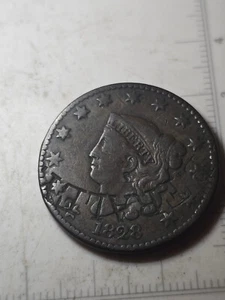 1828 Coronet Head Large Cent Very Fine VF Coin #337 Counterstamp B FRALEY - Picture 1 of 4