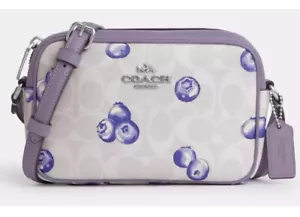 Coach Crossbody Blueberry Mini Jamie Camera Bag Purse Signature White Blue NWT - Picture 1 of 4