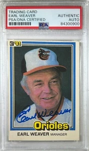 Earl Weaver auto 1981 Don Russ #356 PSA Encapsulated Baltimore Orioles - Picture 1 of 2