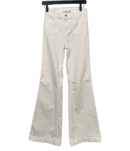 J Brand White Jeans Long Flare Bell Bottom Patch Pockets Sailor Size 26 Cut 7639 - Picture 1 of 9