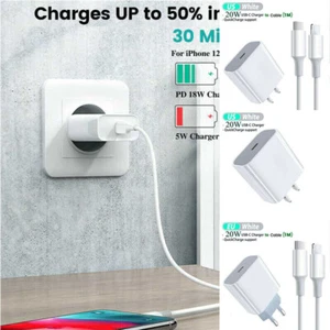 USB-C Fast Charging PD iPad 20W Charger Adapter 13 12 11 Pro XS Max for iPhone - Picture 1 of 16