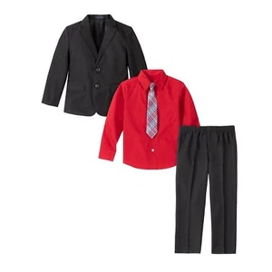 NAUTICA sz 4 Boys Suit 4 Pieces: Pants, Jacket, Shirt, Tie, Red Shirt + Black - Picture 1 of 8