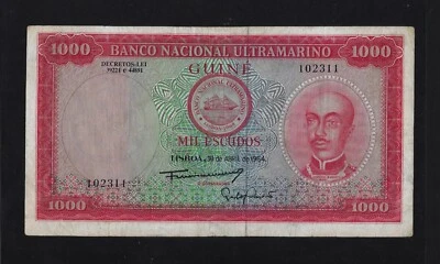 Portugal PORTUGUESE Guinea 1000 Escudos 1964 P-43 VF - Image 1 of 2