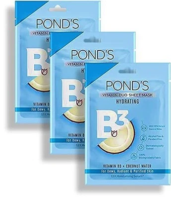 Pond's Vitamin Duo Sheet Mask Hydrating Dewy Radiant & Purified Skin (pack of 3) - Image 1 of 2