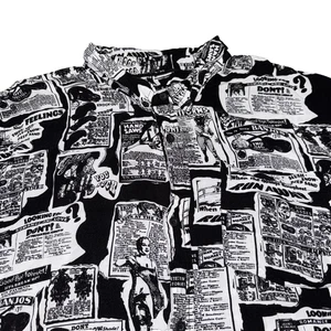 Empyre Shirt Mens 2XL Comic Newspaper Print Button Up Short Sleeve Rayon - Picture 1 of 12
