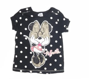 Disney by George Teens Black Polka Dot Minnie Mouse T-Shirt - Picture 1 of 12