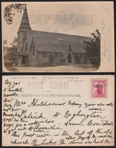 1908 CHRISTCHURCH Rare Photo Postcard of the original wooden ST LUKES CHURCH - Picture 1 of 1