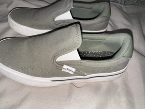 Adidas Damen Canvas Slipper Halbschuhe grau Primegreen Größe 7 - Bild 1 von 5