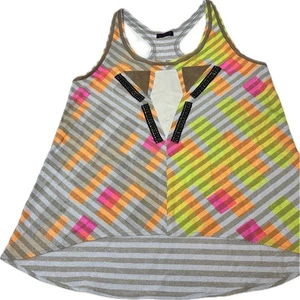Custo Barcelona Y2K Vintage Printed Striped Tank Sleeveless Top (Size L) KC - Picture 1 of 7