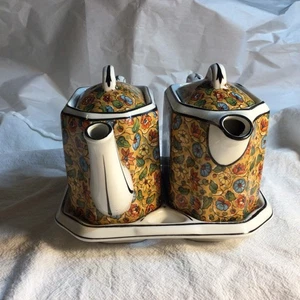 VINTAGE FLORAL HALL PORZELLAN "TEA FOR TWO" TEEKANNE / TABLETT TWIN-TEE - Bild 1 von 6