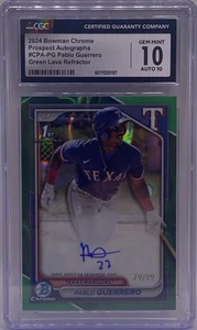 2024 Bowman Chrome Pablo Guerrero 1st Green Lava Refractor Auto #79/99 CGC 10 RC - Picture 1 of 3
